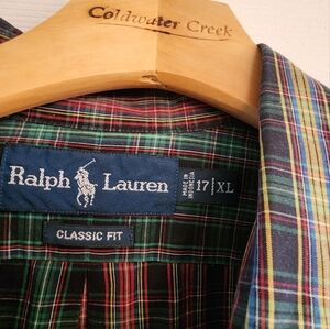 Ralph Lauren Polo Patchwork Tartan Glen Plaid Oxford Shirt XL
